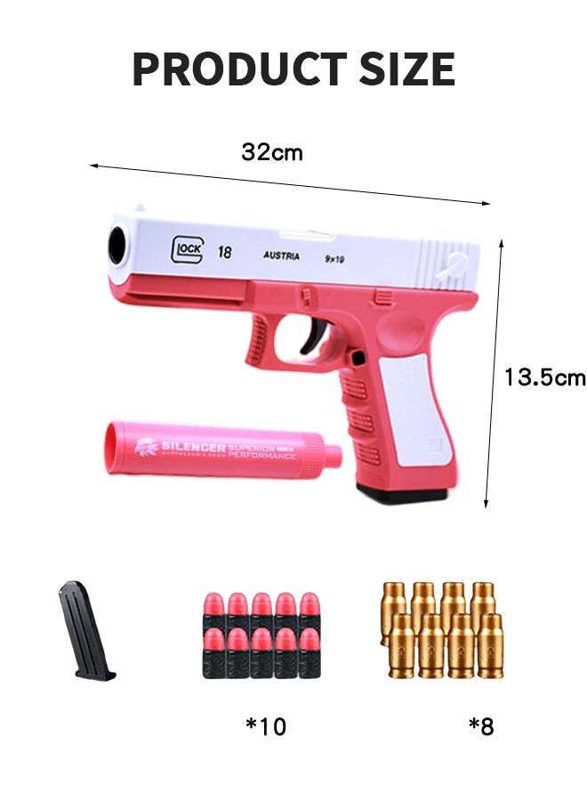 Soft Bullet Gun Shell Ejection Soft Bullet Toy Gun Foam Blaster Soft Bullet Play Gun with Soft Bullets & Pull Back Action Pistol Toys for Kids