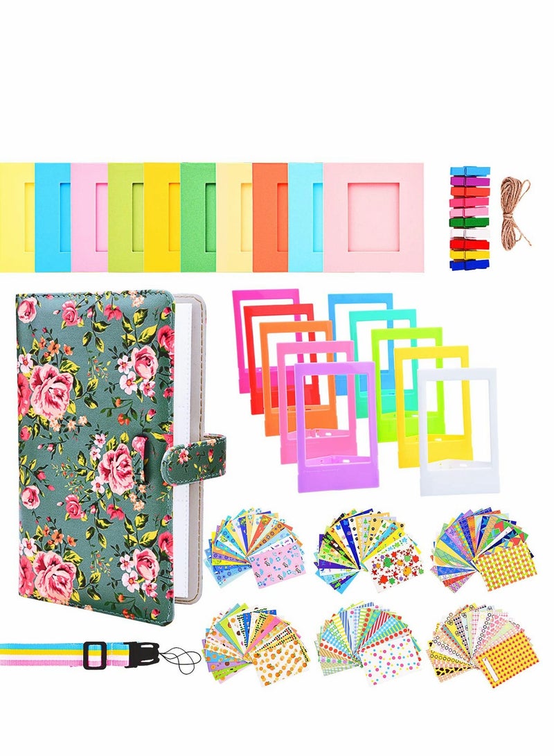 Accessories Bundle Kit Set Compatible with Fujifilm Instax Mini 11 9 8 90 70 Films, Accessory Include Album, Film Stickers, Desk Frames, Hanging Frame, Strap (Retro Floral)