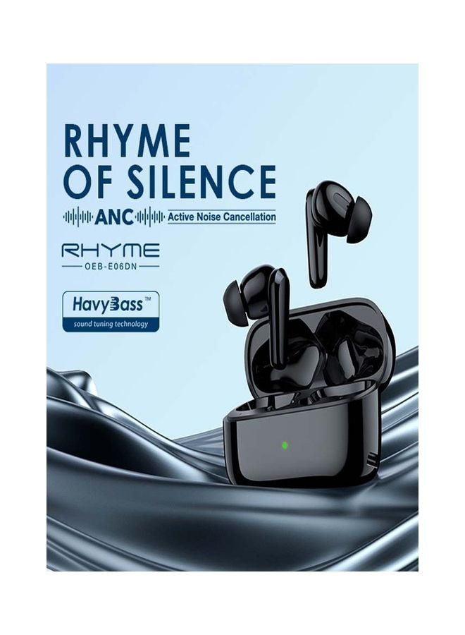 Rhyme Anc Noise Cancellation Thumping Bass True Wireless Earbuds Black