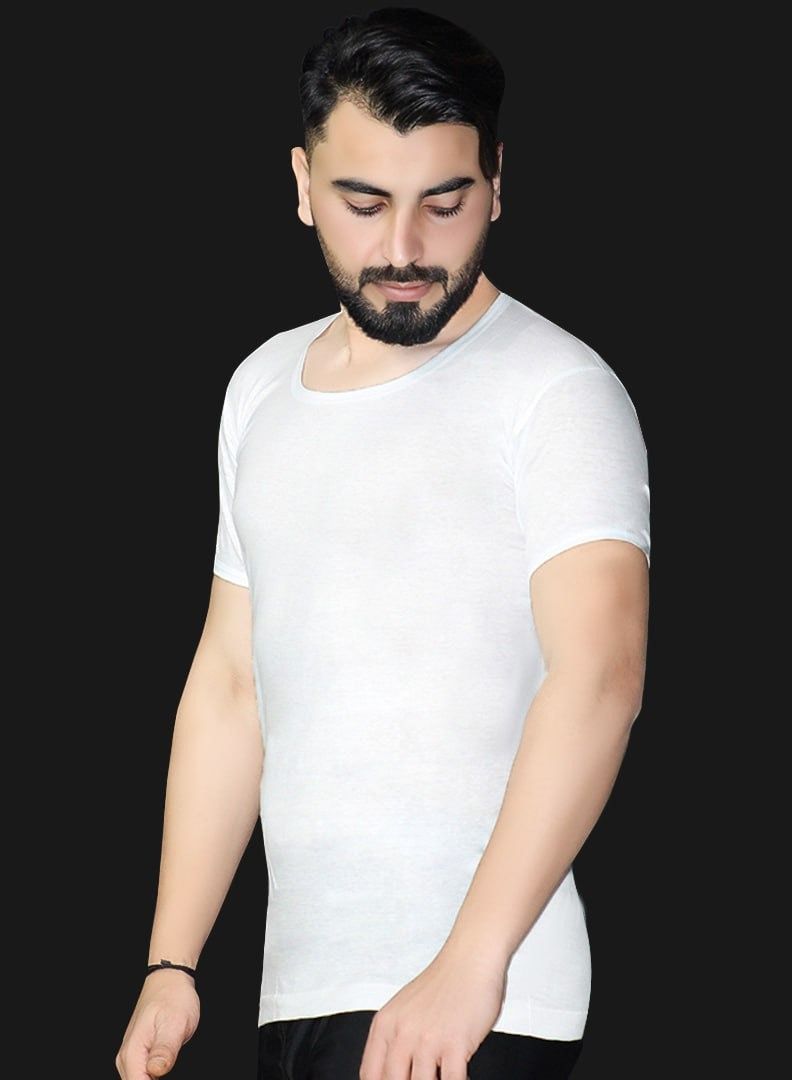 Plain White Round Neck Undershirt for Men Nine  Piece Pack