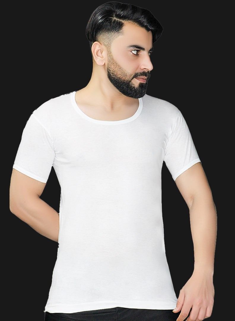 Plain White Round Neck Undershirt for Men Nine  Piece Pack