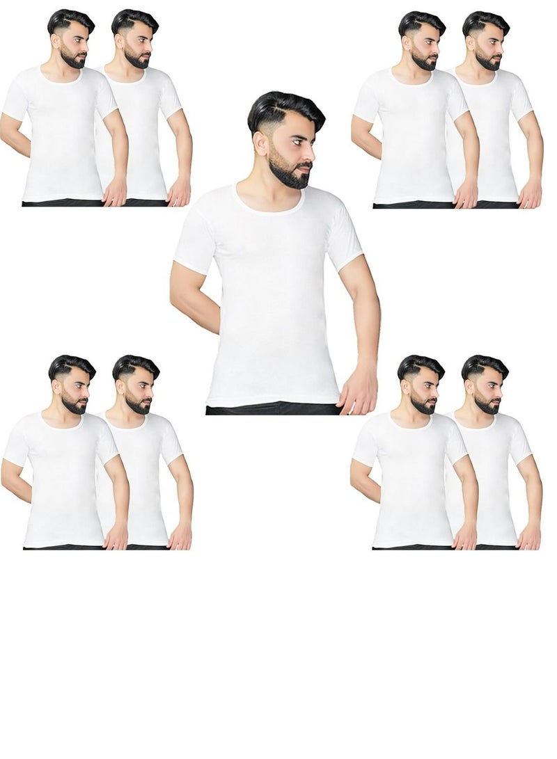 Plain White Round Neck Undershirt for Men Nine  Piece Pack