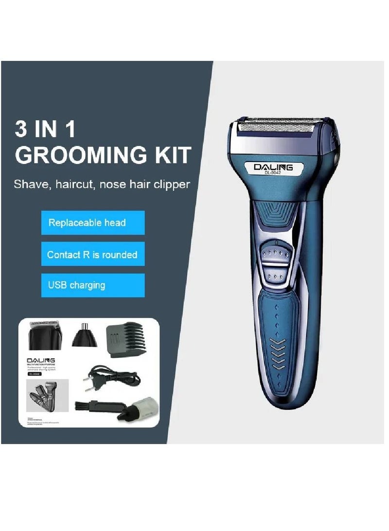 Multi-Function 3 in 1 Rechargeable Grooming Kit Blue 16×20cm Blue