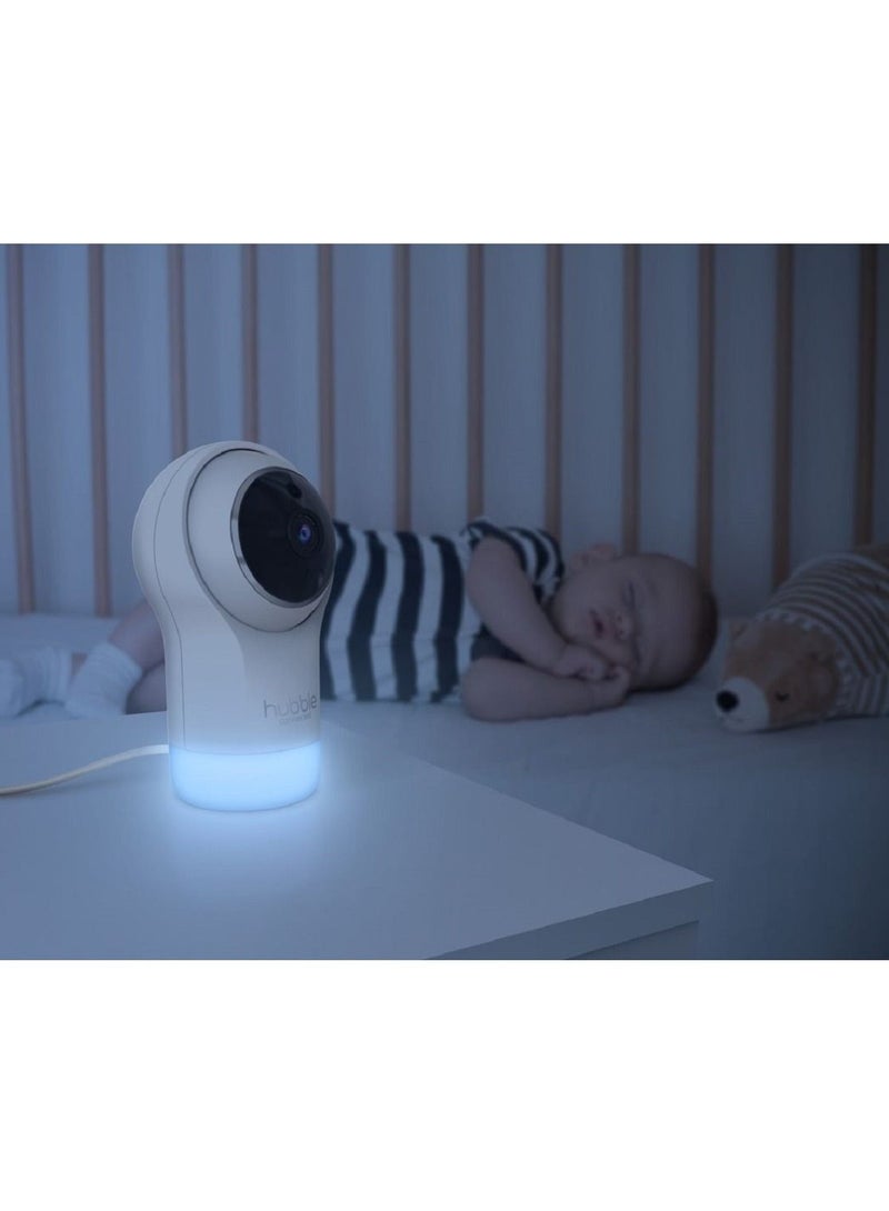 Hubble Connected Nursery Pal Glow+ - Smart Baby Monitor For Infants/Babies With Wireless Security Video Camera For Nursery - 5 Inch Full Hd Parent Unit, 2 - Way Talk, Sleep Trainer,Infrared Night Vision - White