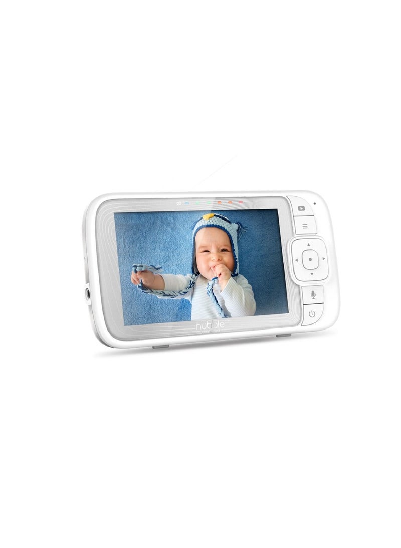 Hubble Connected Nursery Pal Glow+ - Smart Baby Monitor For Infants/Babies With Wireless Security Video Camera For Nursery - 5 Inch Full Hd Parent Unit, 2 - Way Talk, Sleep Trainer,Infrared Night Vision - White