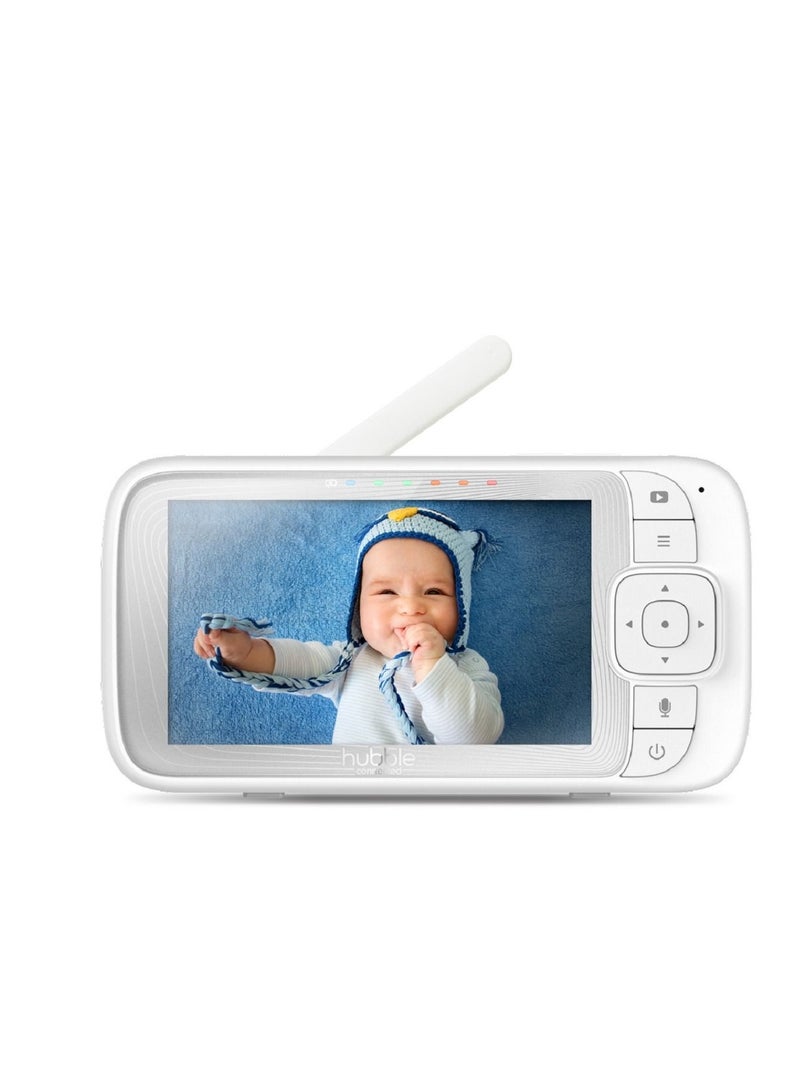 Hubble Connected Nursery Pal Glow+ - Smart Baby Monitor For Infants/Babies With Wireless Security Video Camera For Nursery - 5 Inch Full Hd Parent Unit, 2 - Way Talk, Sleep Trainer,Infrared Night Vision - White
