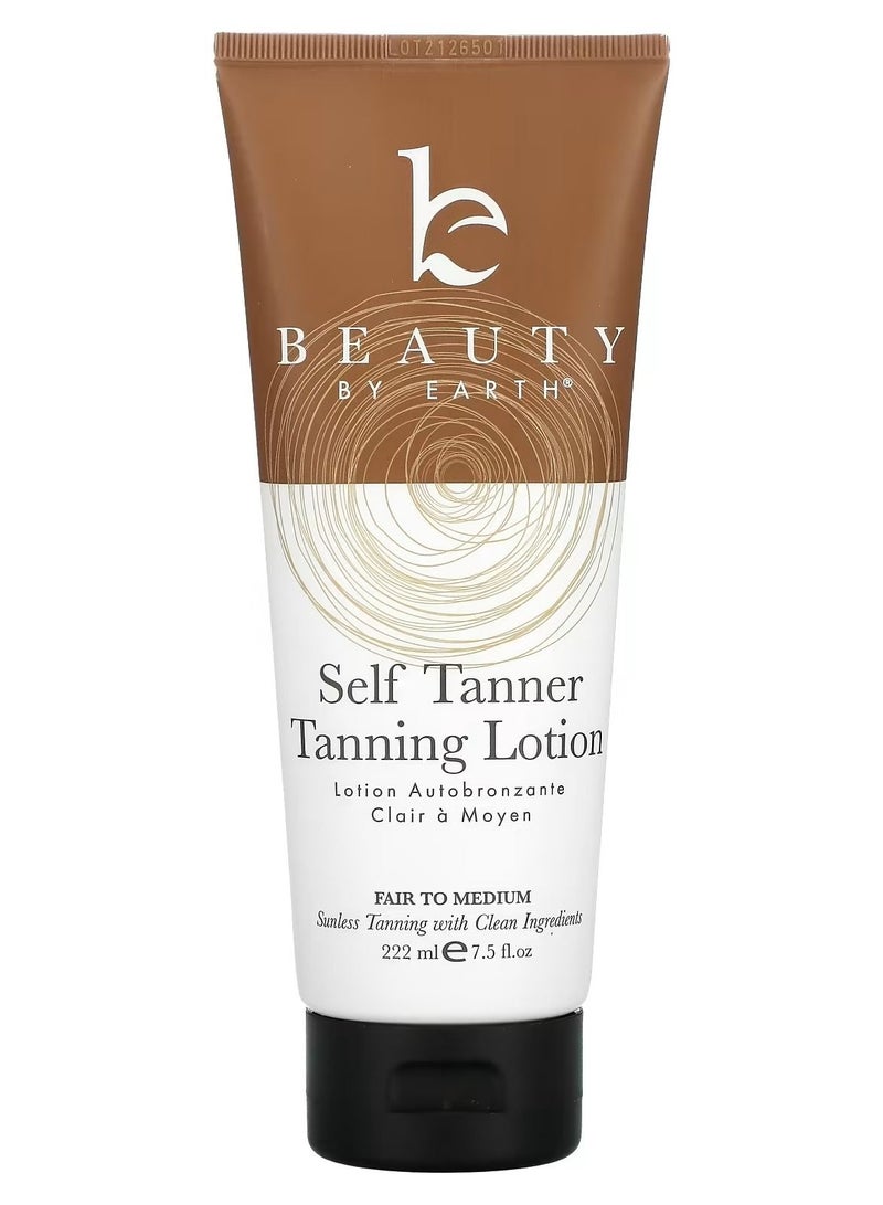 Beauty By Earth Self Tanner Sunless Tanning Lotion Fair To Medium 7.5 fl oz 222 ml