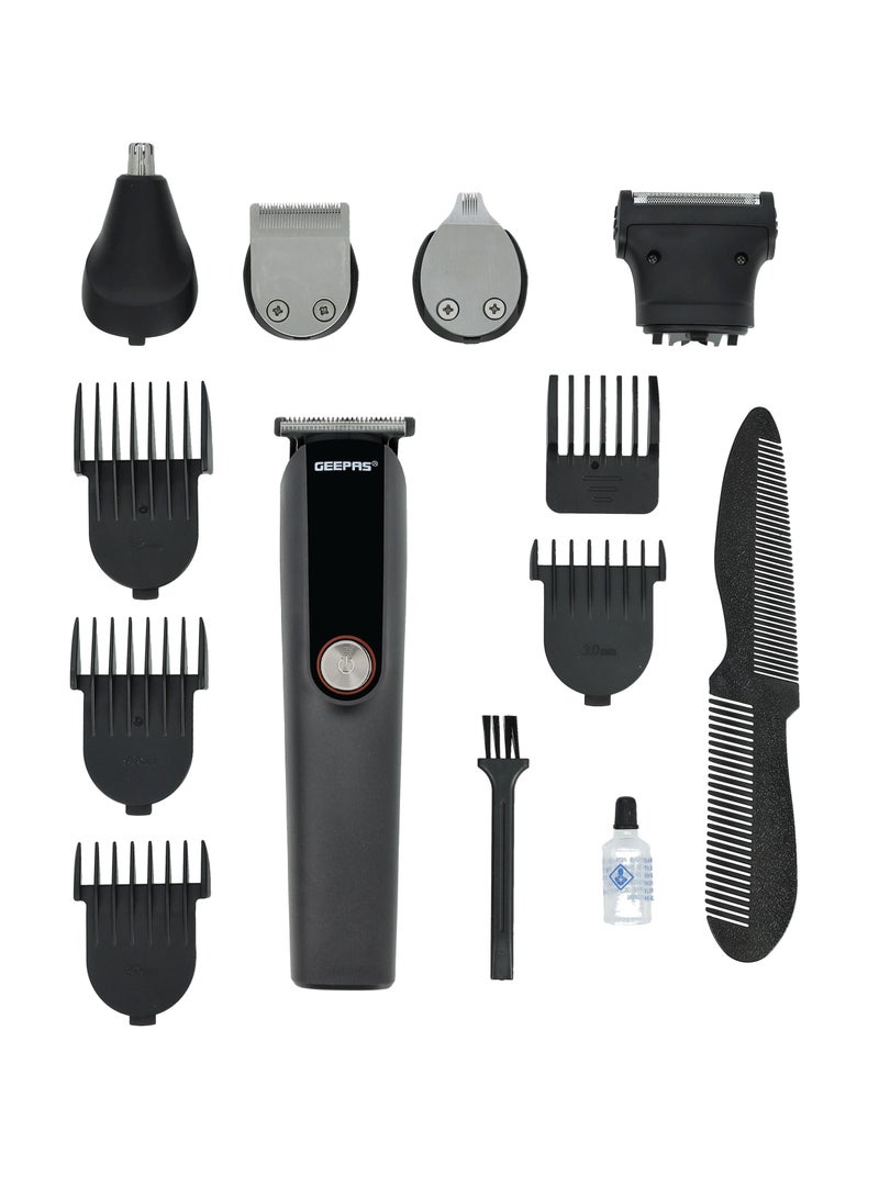 Digital Rechargeable 11-in-1 Grooming Kit, GTR56048 | 4 Combs | Nose Trimmer, Micros Shaver, Design Trimmer | LED Display & Charging Indicator | Stainless Steel Blade