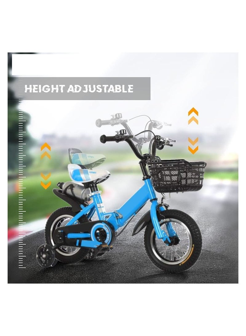 Kids Bike with Hand Brake and Basket for Ages 3-9 Years  12  Inch