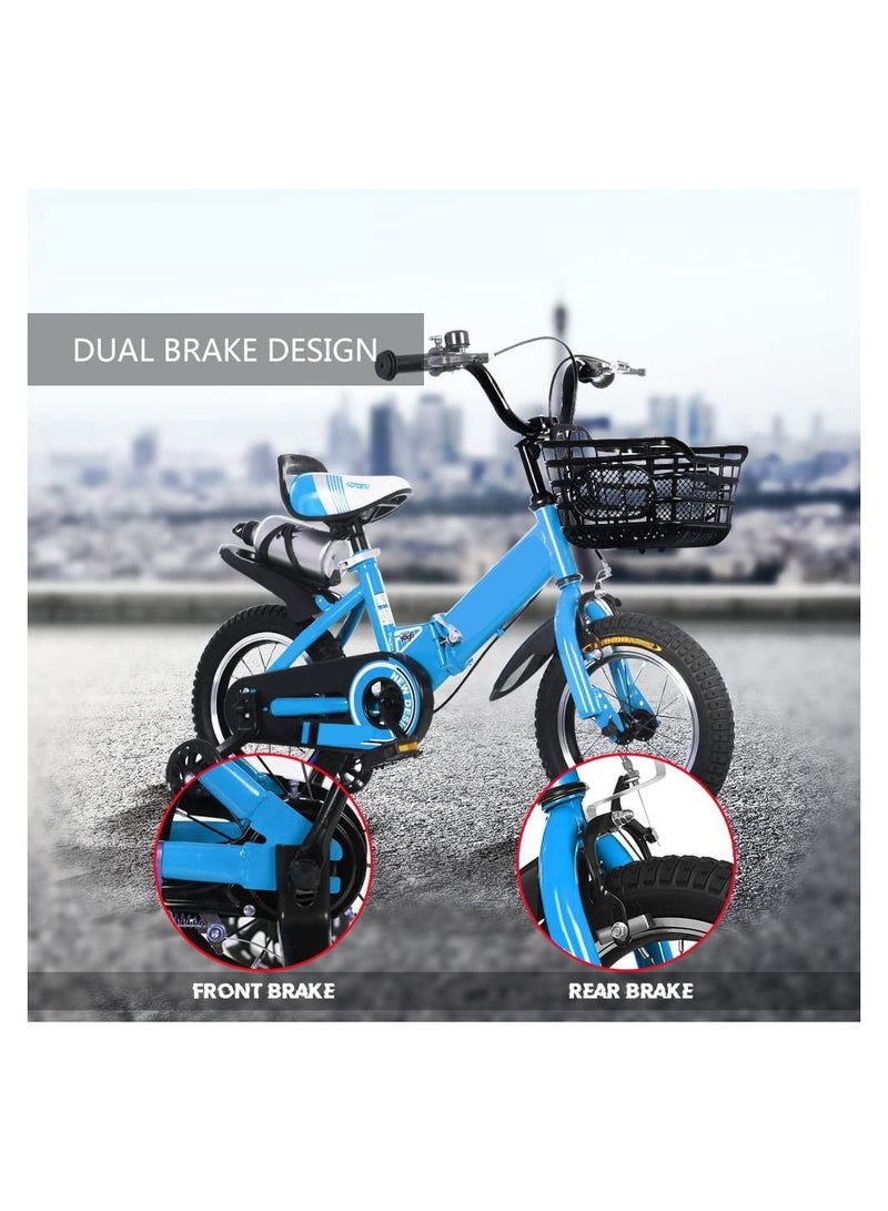 Kids Bike with Hand Brake and Basket for Ages 3-9 Years  12  Inch