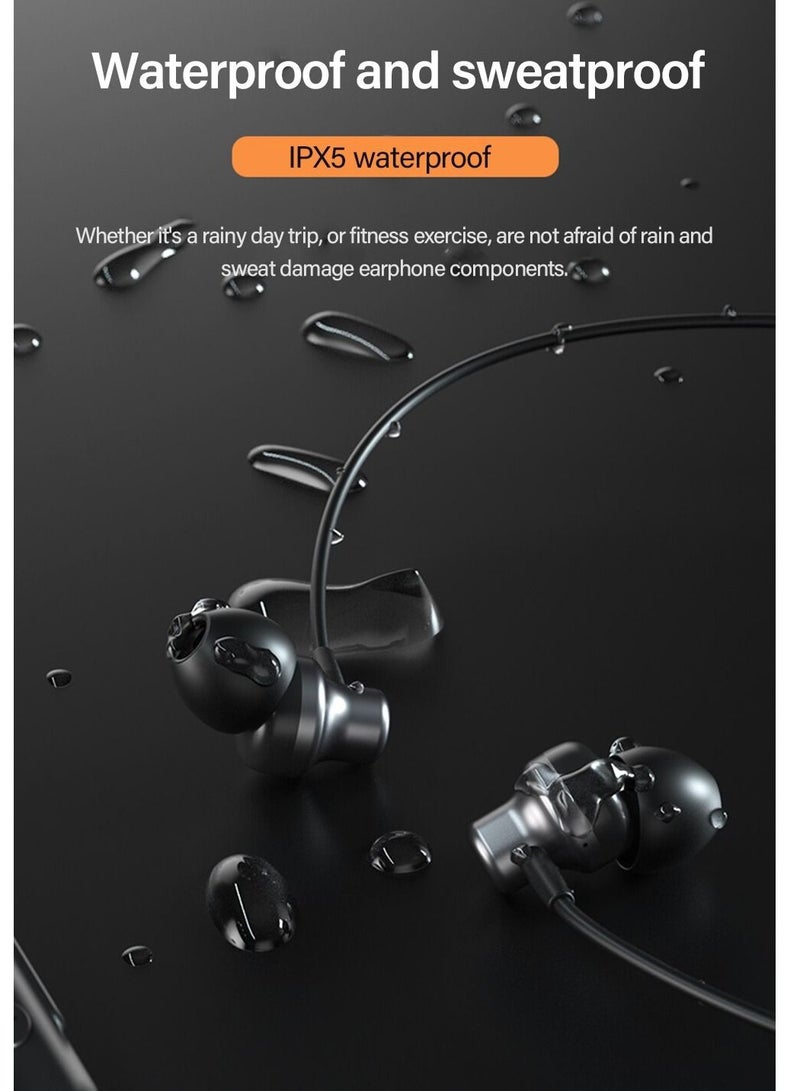 Wireless Headphones Bluetooth V5.0 IPX5 Waterproof Magnetic Neckband Sport Earphones with Mic
