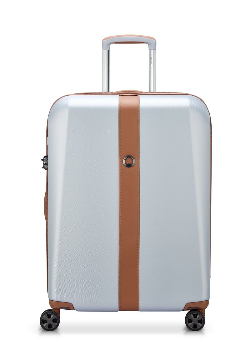 Delsey Promenade Hard 2.0 82cm Hardcase 4 Double Wheel Expandable Check In Luggage Trolley Silver