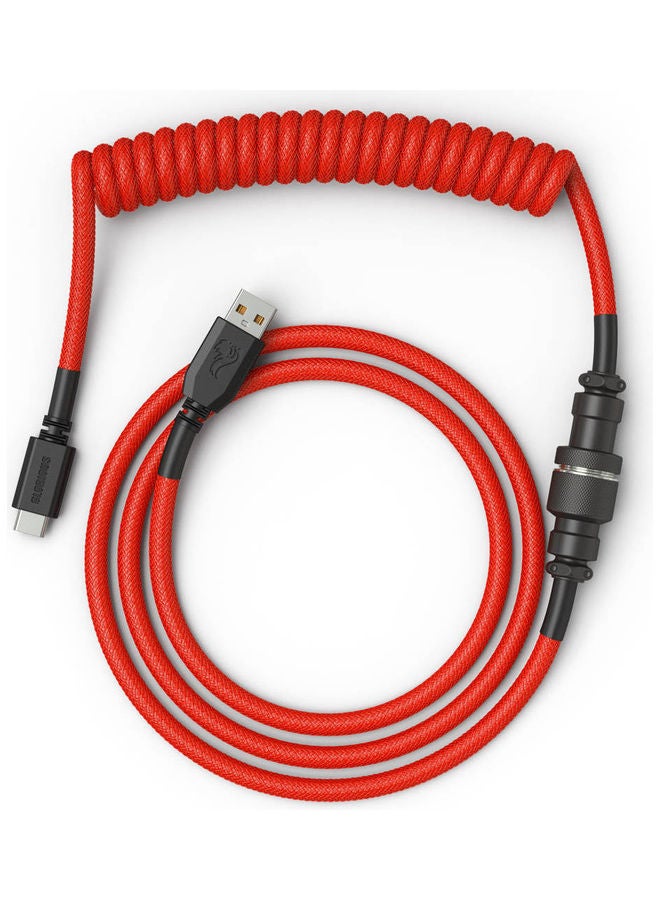 Glorious Coiled Keyboard Cables – USB-C Artisan Braided Cables for Mechanical Gaming Keyboards - Red