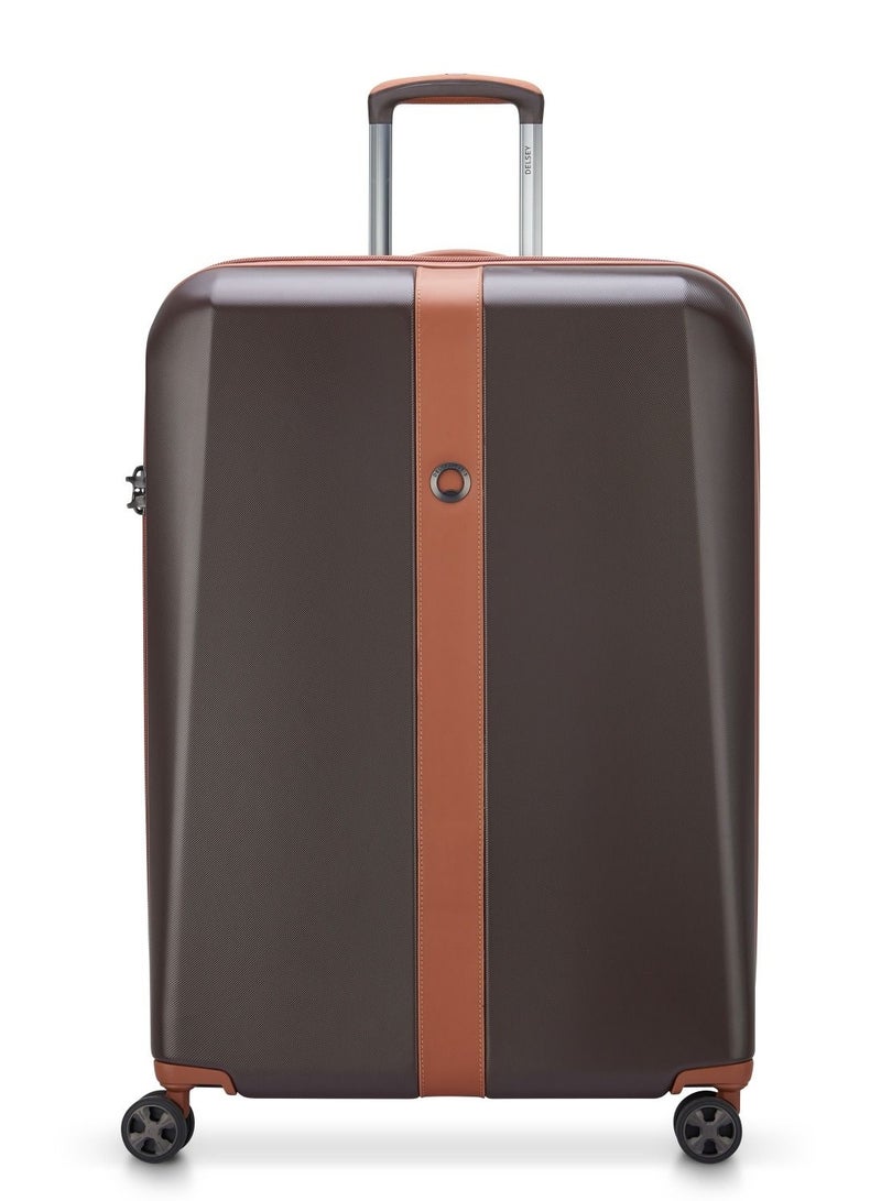 Delsey Promenade Hard 2.0 82cm Hardcase 4 Double Wheel Expandable Check In Luggage Trolley Chocolate