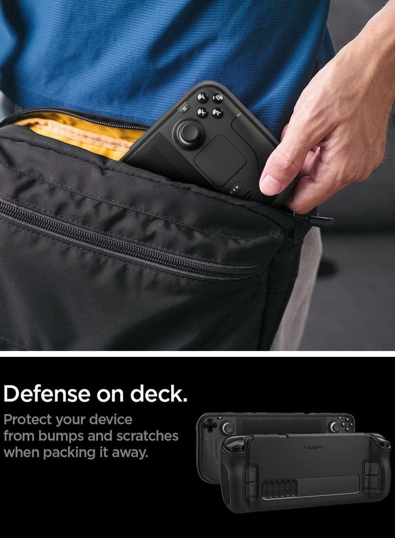 Rugged Armor for Steam Deck Case Cover with Wrist Strap Shock-Absorption Anti-Scratch TPU Cover Protector Steam Deck Accessories - Matte Black