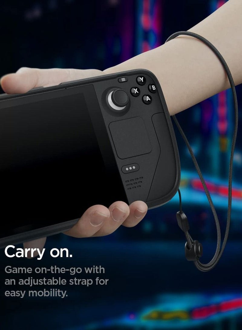 Rugged Armor for Steam Deck Case Cover with Wrist Strap Shock-Absorption Anti-Scratch TPU Cover Protector Steam Deck Accessories - Matte Black