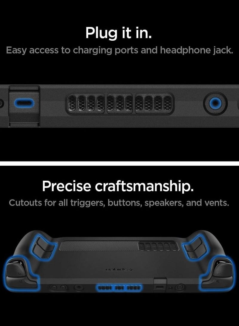 Rugged Armor for Steam Deck Case Cover with Wrist Strap Shock-Absorption Anti-Scratch TPU Cover Protector Steam Deck Accessories - Matte Black