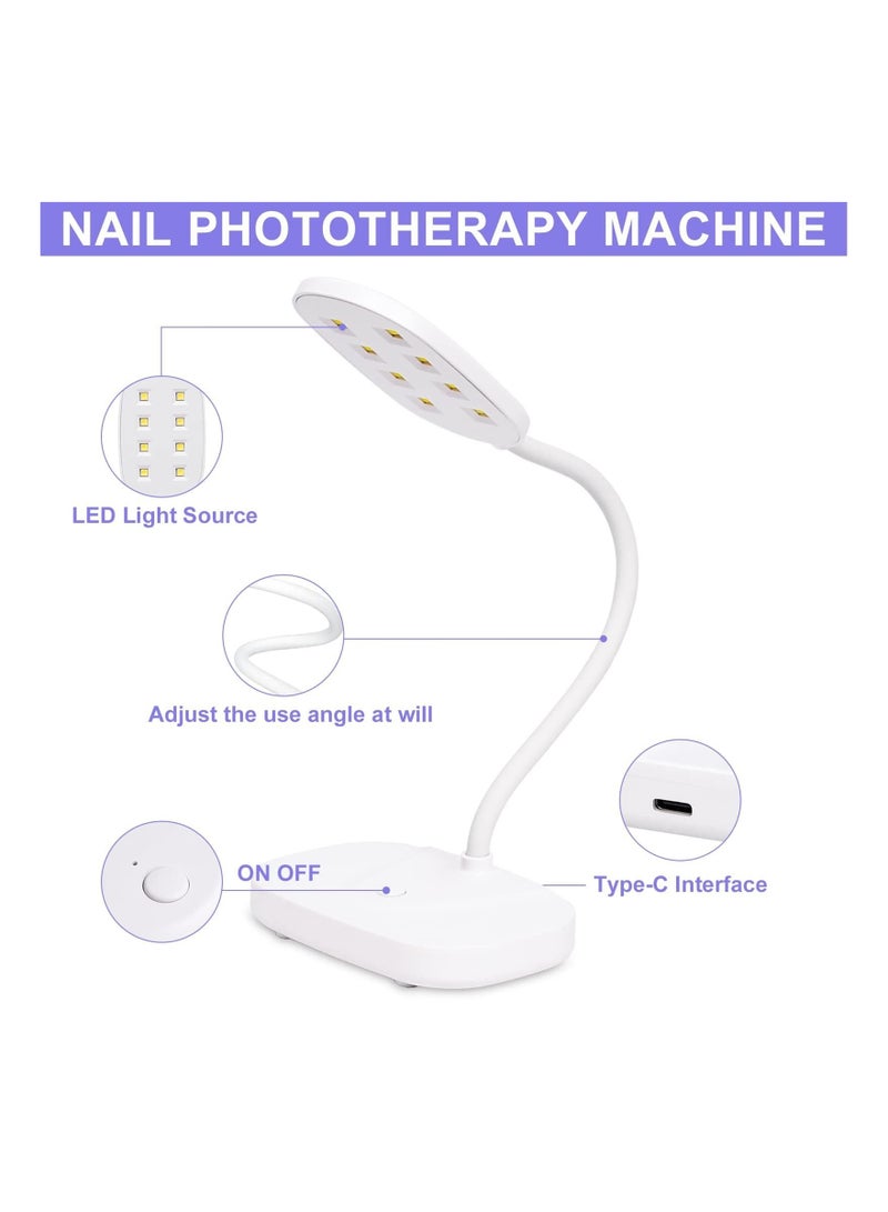 Portable Fast Drying Nail Polish Rotatable Gooseneck Flash Curing Lamp (White)