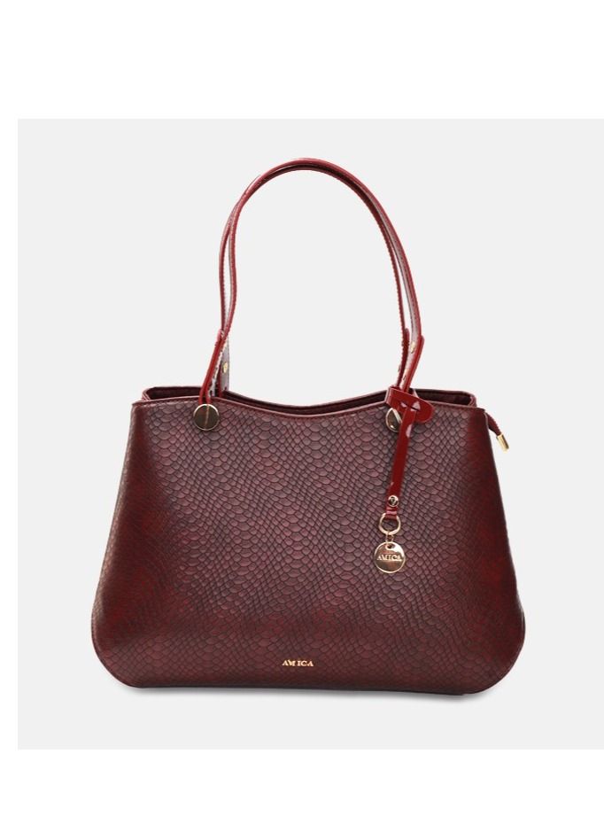 Amada Women's Satchel Handbag - Red Wine