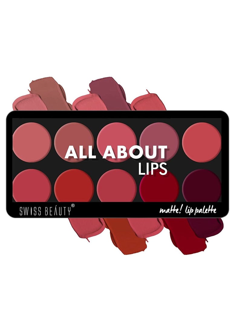 All about Lip Palette with 10 Pigmented colors Creamy Matte Finish Lip Colors Lipstick Travel Friendly Lip Palette Multicolor