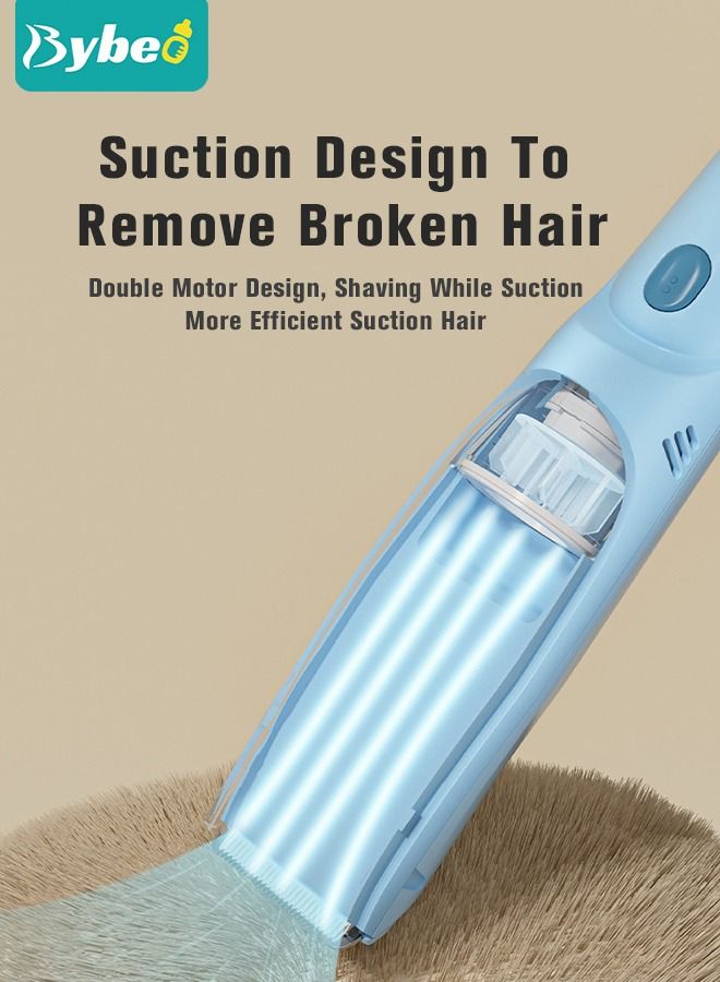 Baby Hair Clipper with Vacuum, Silent Kids Hairs Trimmer Kit with 3 Ceramic Blade Guide Combs, Waterproof & USB Charge for Children Infant Boys Girls