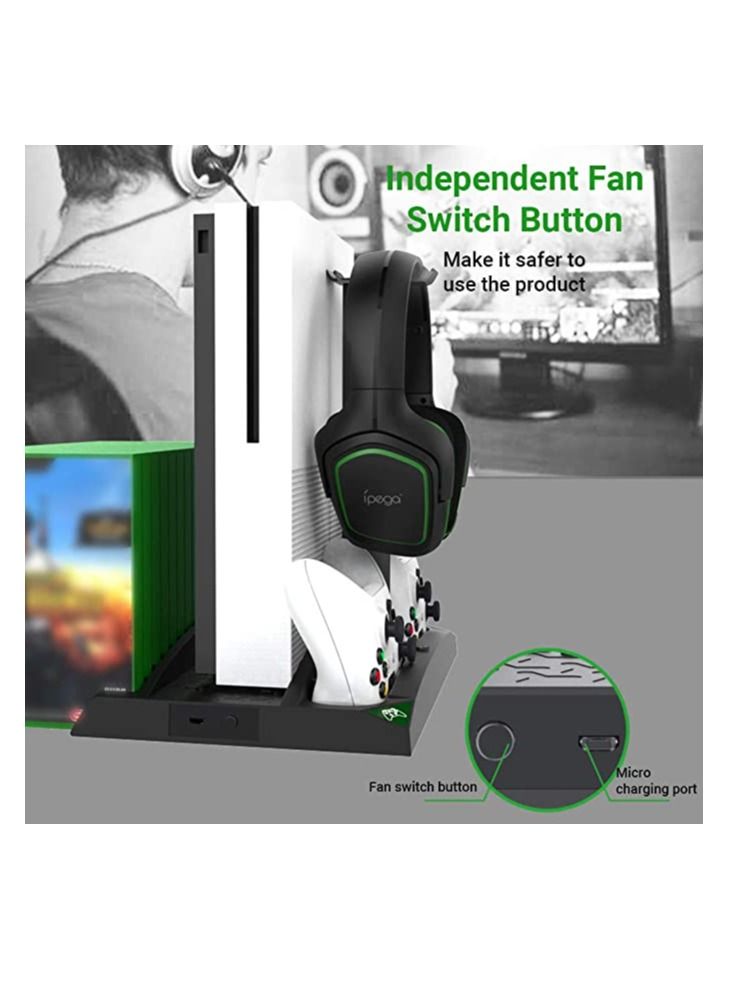 Vertical Charging Stand For Xbox Series S With Cooling Fan 1400mAh Rechargeable Battery Pack And Dual Controller Charger Headset Holder