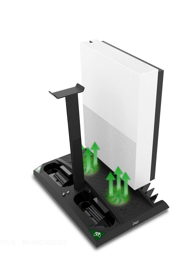 Vertical Charging Stand For Xbox Series S With Cooling Fan 1400mAh Rechargeable Battery Pack And Dual Controller Charger Headset Holder