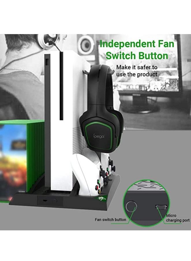 Vertical Charging Stand For Xbox Series S With Cooling Fan 1400mAh Rechargeable Battery Pack And Dual Controller Charger Headset Holder