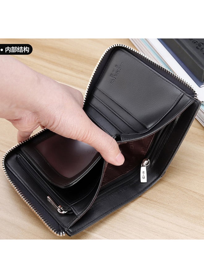 Leather Zipper Multifunction Leisure Wallet Black