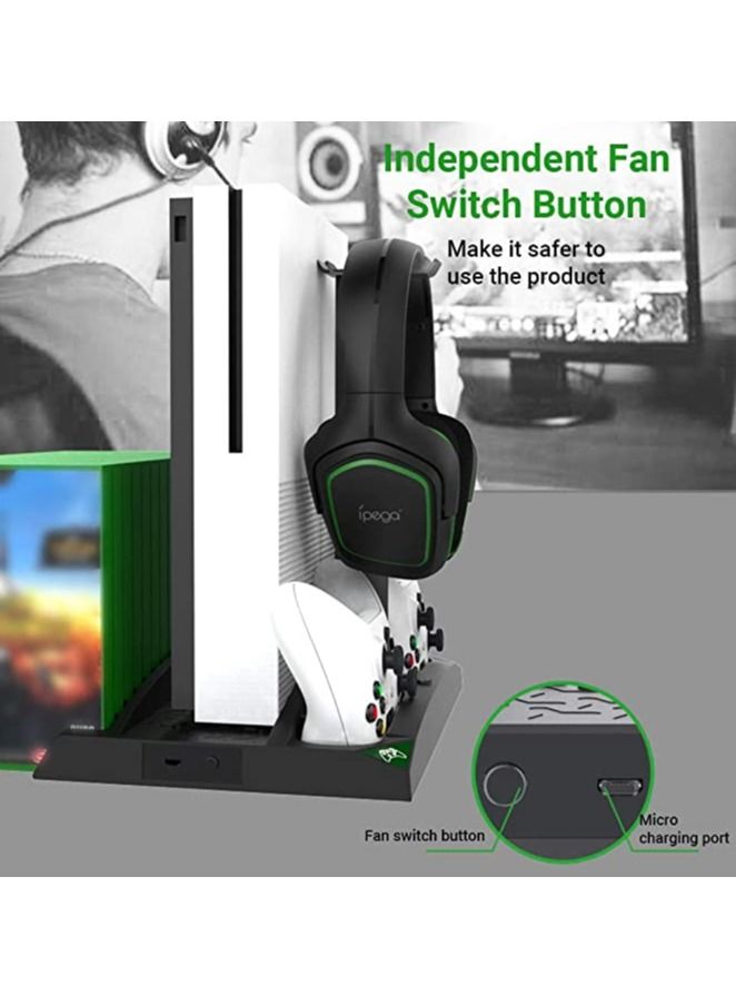 Vertical Charging Stand For Xbox Series S With Cooling Fan 1400mAh Rechargeable Battery Pack And Dual Controller Charger Headset Holder