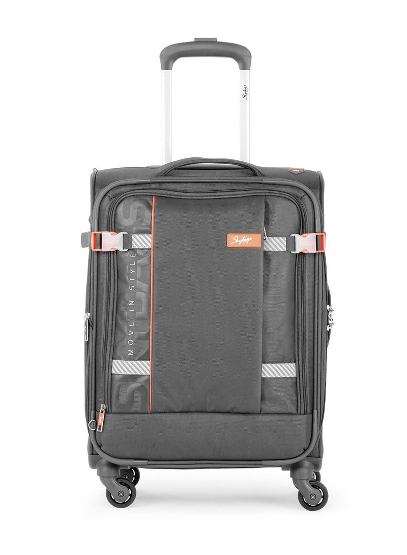 4 WHEELS SKYBAGS SNAZZY STEEL GREY SOFTSIDE CABIN TROLLEY BAG - SK STSNAH59SGY