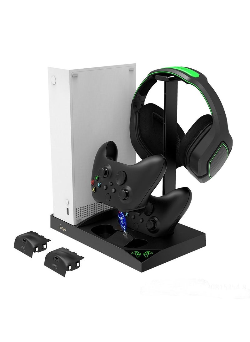 Vertical Charging Stand For Xbox Series S Battery Pack And Dual Controller Charger Headset Holder