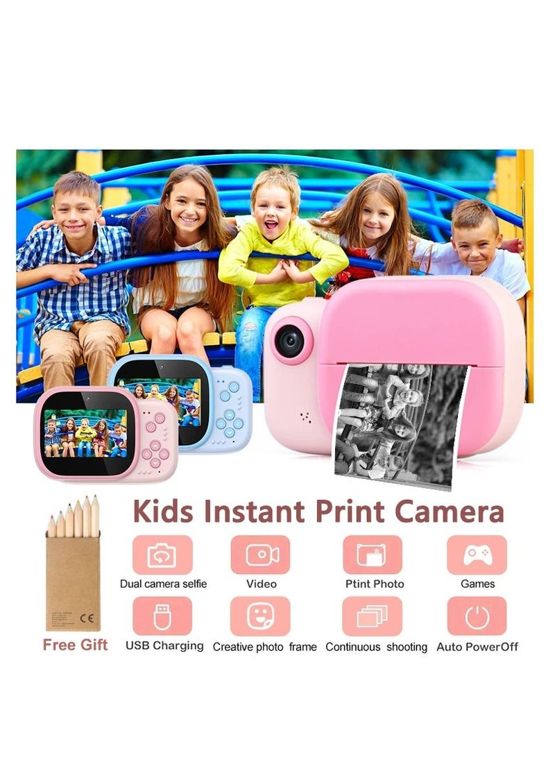 Children Instant Print Camera Thermal Printing Dual Cameras 1080P Digital Video Photo Cam Kid DIY Educational Toys Birthday Gift