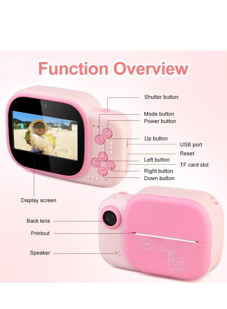 Children Instant Print Camera Thermal Printing Dual Cameras 1080P Digital Video Photo Cam Kid DIY Educational Toys Birthday Gift