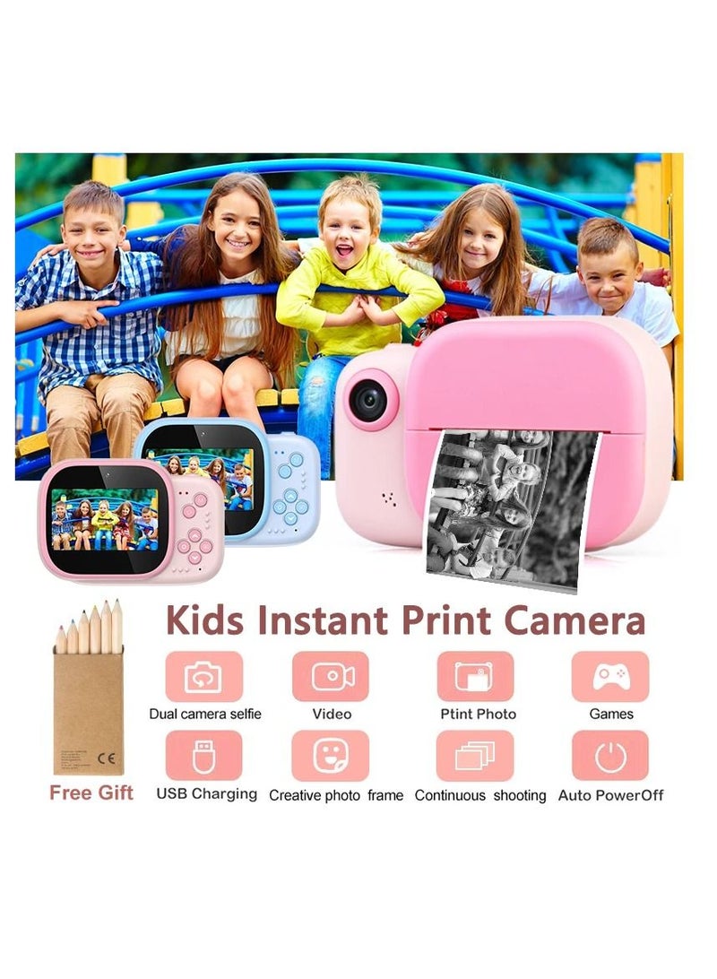 Children Instant Print Camera Thermal Printing Dual Cameras 1080P Digital Video Photo Cam Kid DIY Educational Toys Birthday Gift