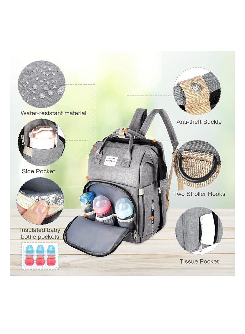 Baby Diaper Bag Waterresistent Travel Backpack with seat and changing station Bag for Boys and Girls Large Capacity Baby Registry Newborn Baby Essential Gifts