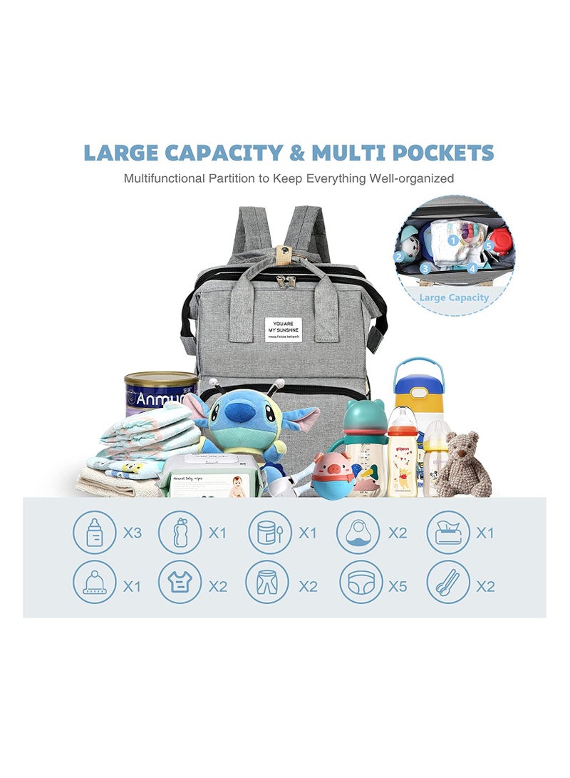 Baby Diaper Bag Waterresistent Travel Backpack with seat and changing station Bag for Boys and Girls Large Capacity Baby Registry Newborn Baby Essential Gifts