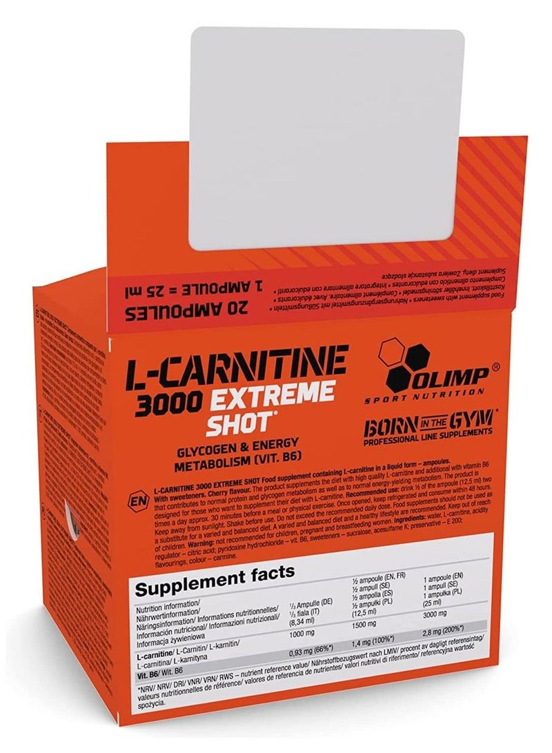 L-Carnitine 3000 Extreme Shot Cherry 20 x 25ml