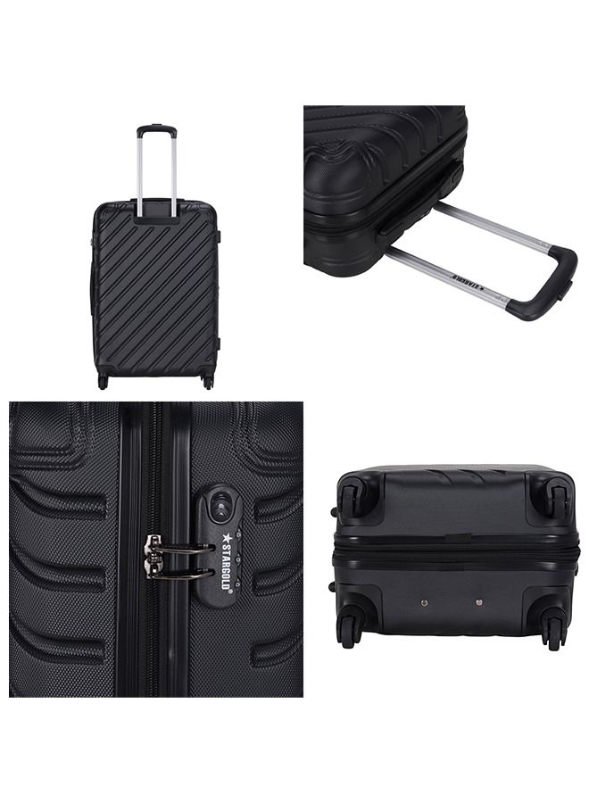 4 Pack Of Hardside Spinner Number Locked Luggage Trolley Black