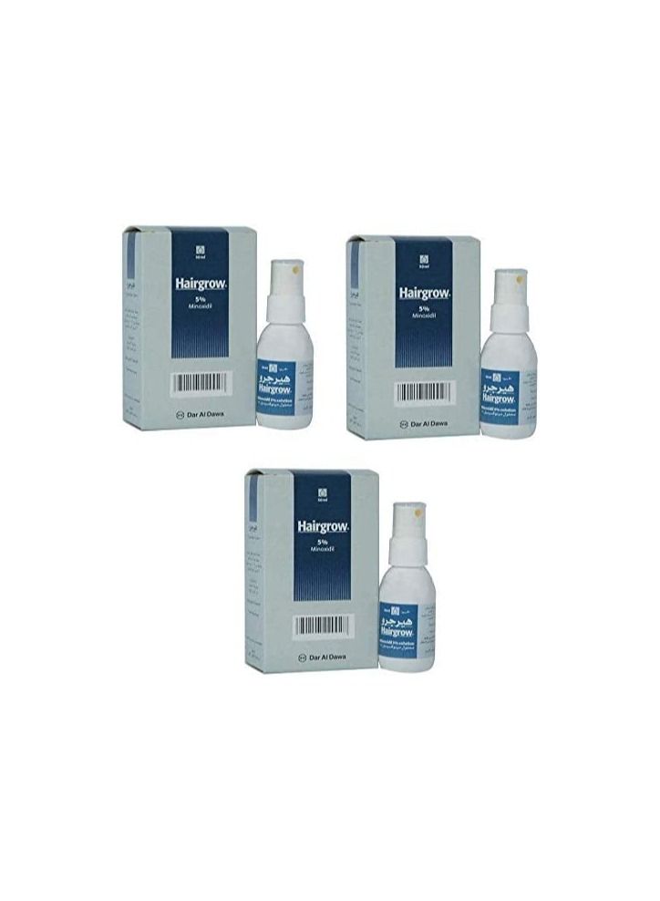 Dar Al Dawa Hairgrow 5% Minoxidil 3 Months Supply (3 Bottles x 50ml) with Derma Micro Needle Roller