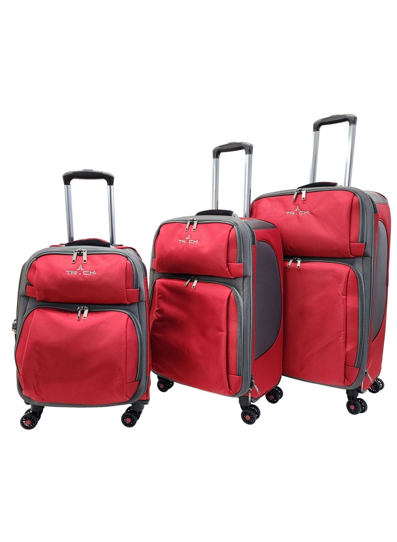 Luggage Set Soft Side - Lightweight Expandable Suitcase set of 3 - Trolley Bag for Travel with 4 Double Wheels & TSA Lock (20/24/28 Inches)