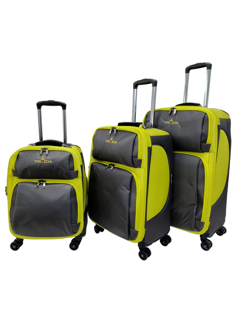 Luggage Set Soft Side - Lightweight Expandable Suitcase set of 3 - Trolley Bag for Travel with 4 Double Wheels & TSA Lock (20/24/28 Inches)