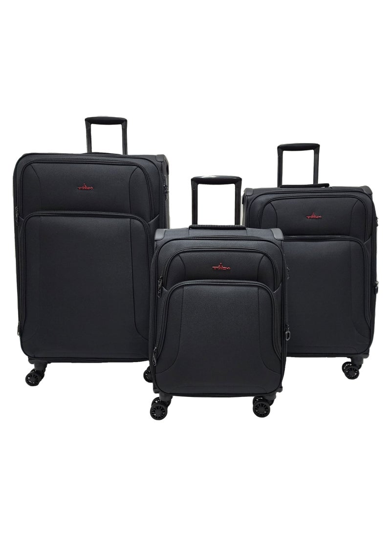 Lightweight Soft Shell Luggage Set of 3 Expandable Suitcase - Trolley Bags for Travel with 4 Double Wheels & TSA Lock