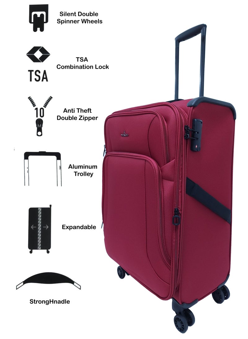 Lightweight Soft Shell Luggage Set of 3 Expandable Suitcase - Trolley Bags for Travel with 4 Double Wheels & TSA Lock