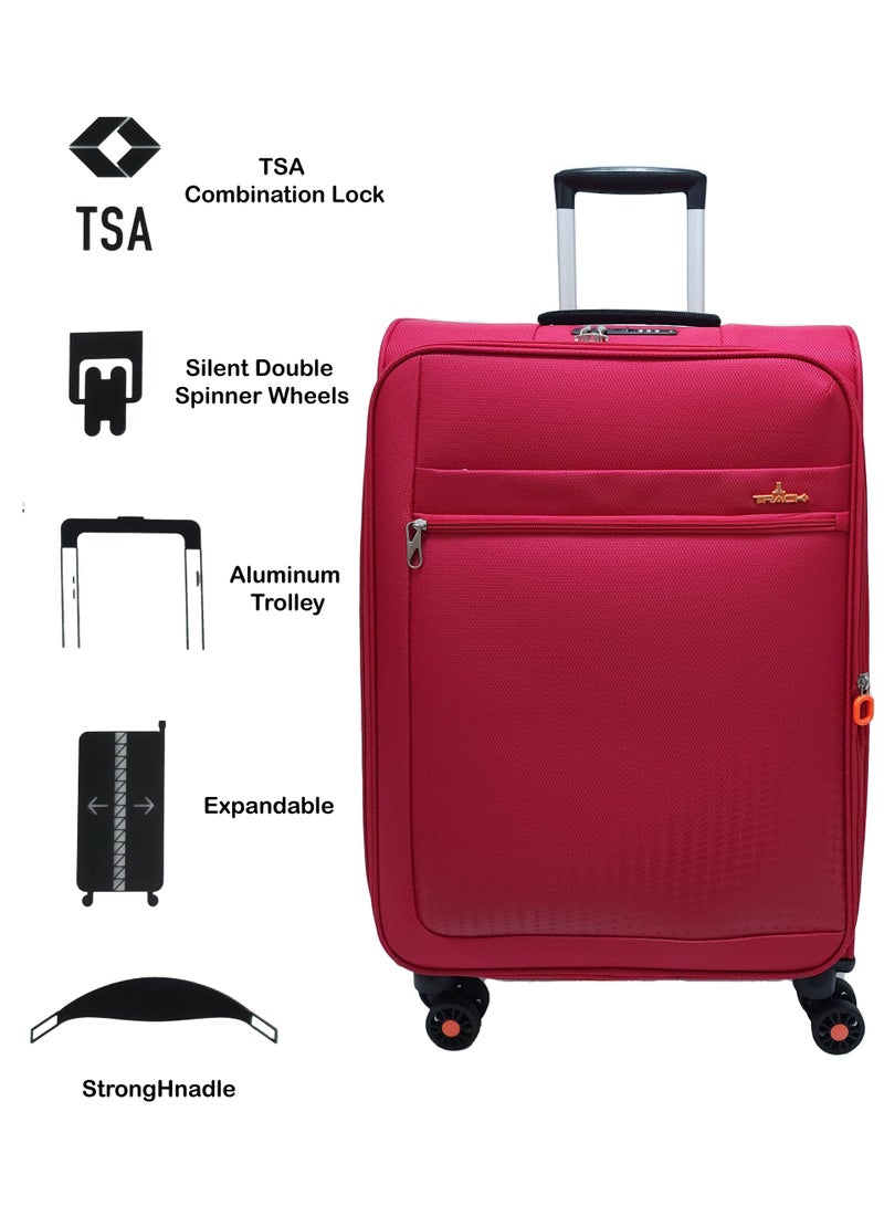 Softside 3 Piece Luggage Trolley Set Expandable & 4 Double Wheels With TSA Lock