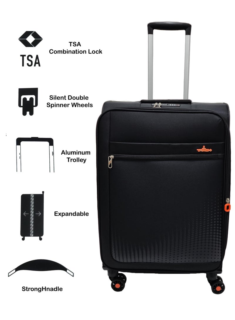 Softside 3 Piece Luggage Trolley Set Expandable & 4 Double Wheels With TSA Lock