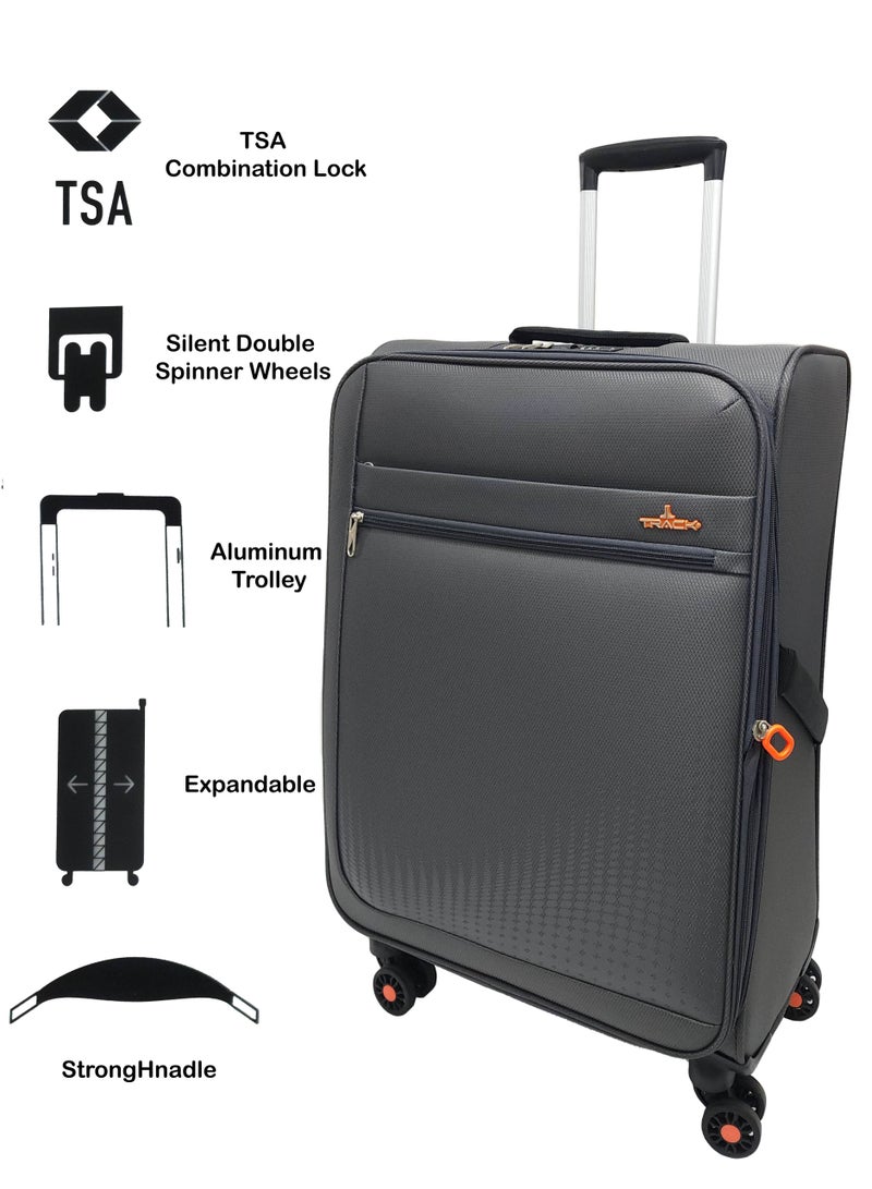 Softside 3 Piece Luggage Trolley Set Expandable & 4 Double Wheels With TSA Lock