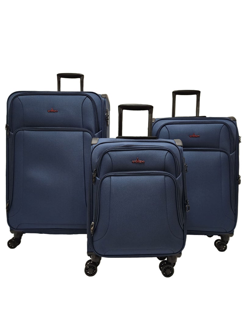 Lightweight Soft Shell Luggage Set of 3 Expandable Suitcase - Trolley Bags for Travel with 4 Double Wheels & TSA Lock