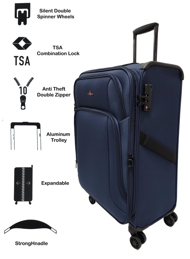 Lightweight Soft Shell Luggage Set of 3 Expandable Suitcase - Trolley Bags for Travel with 4 Double Wheels & TSA Lock