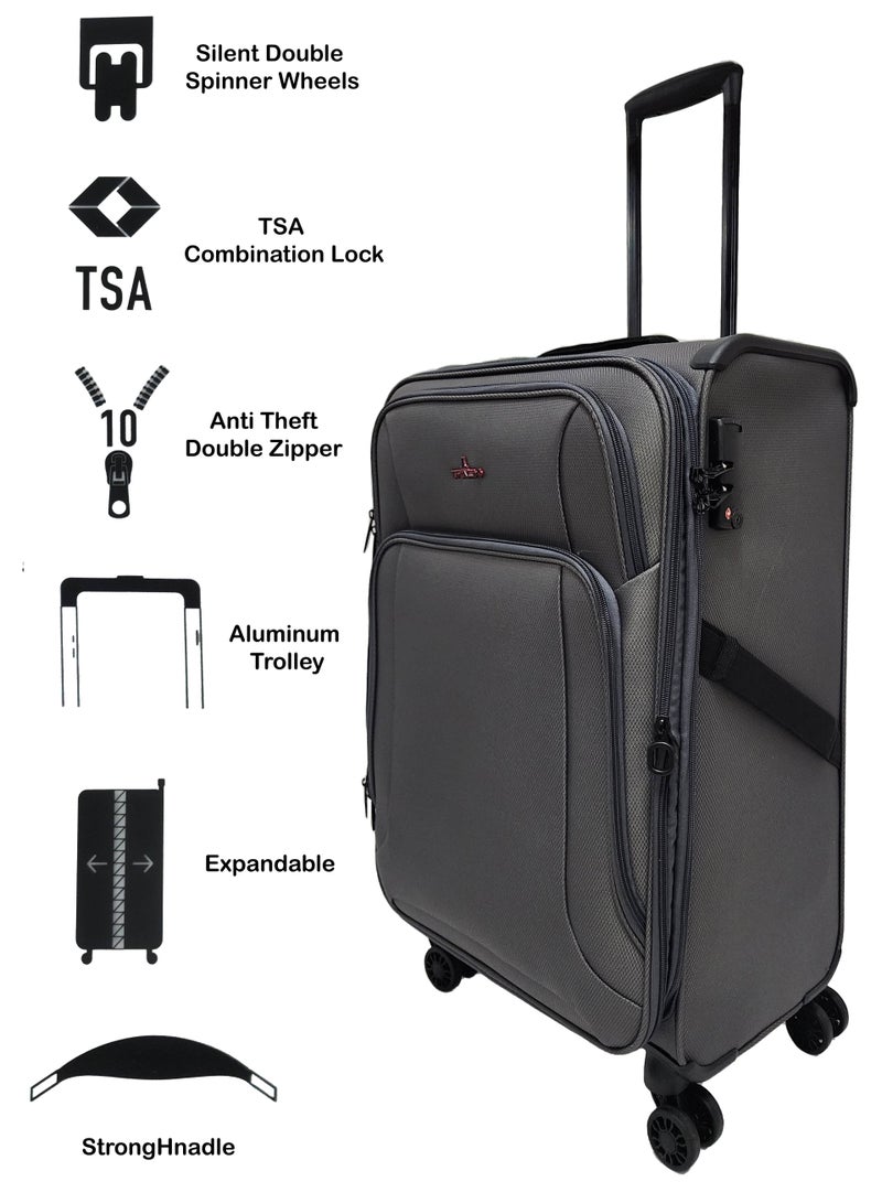 Lightweight Soft Shell Luggage Set of 3 Expandable Suitcase - Trolley Bags for Travel with 4 Double Wheels & TSA Lock
